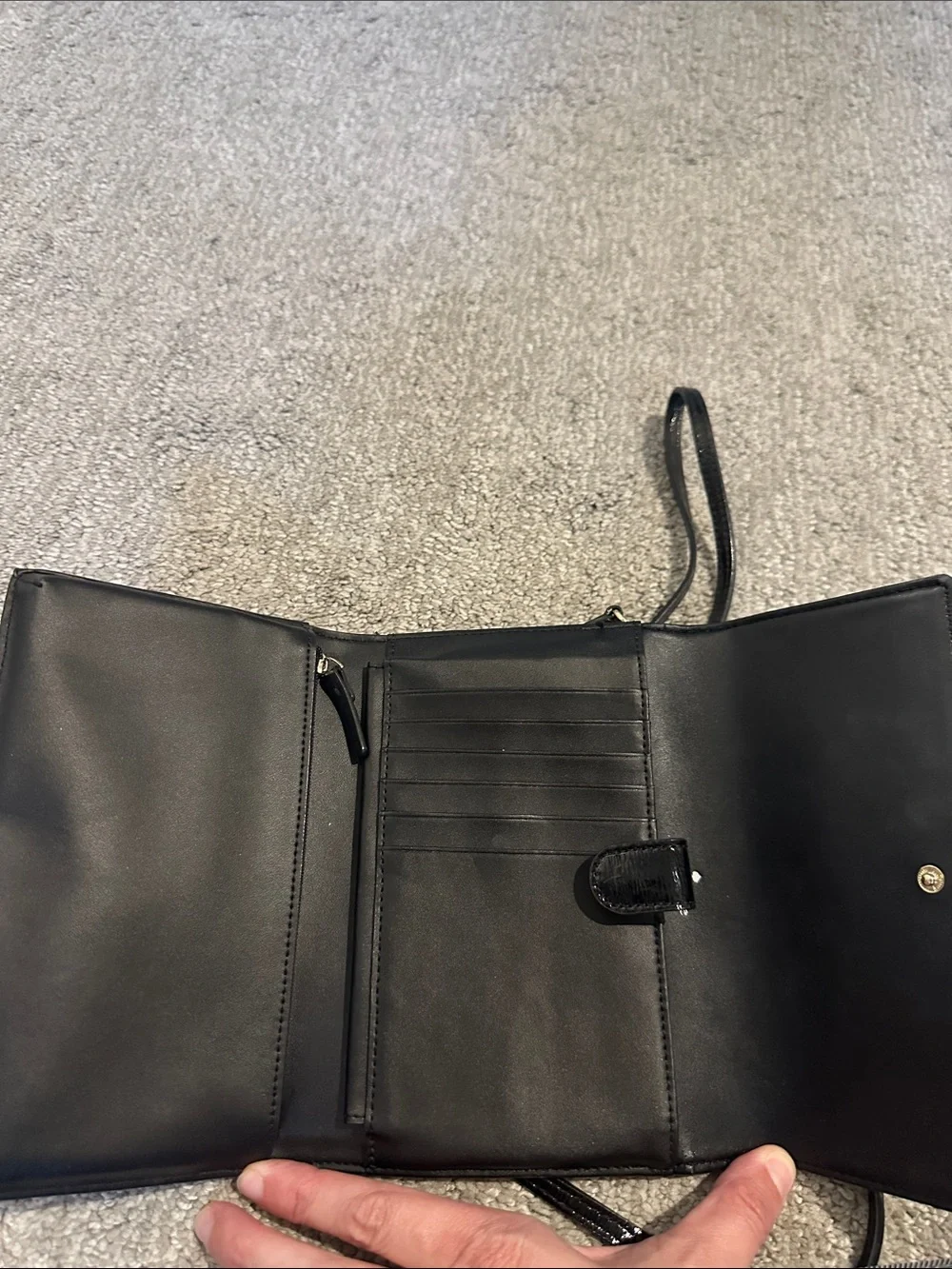 kate spade Black Patent Crossbody with Gold Plaque